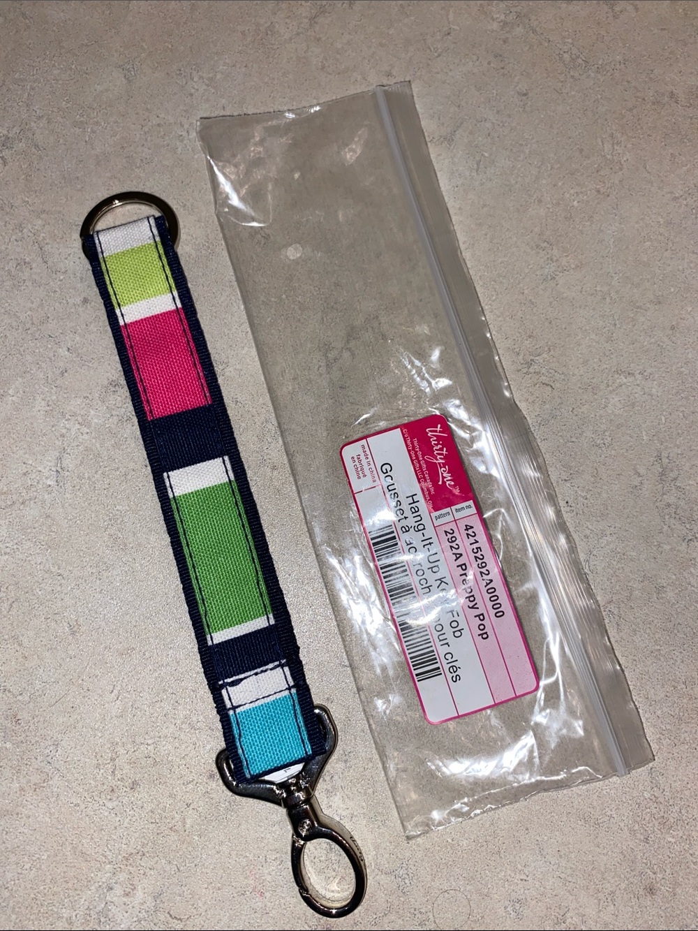 thirty-one Navy Multicolor Striped Hang-It-Up Key Fob